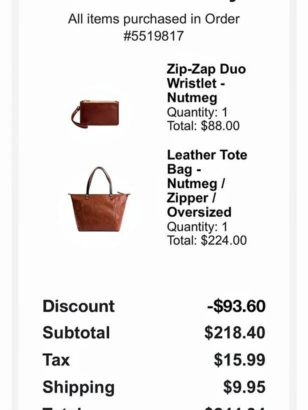 Portland Leather Tote Bag with Wristlet in Brown